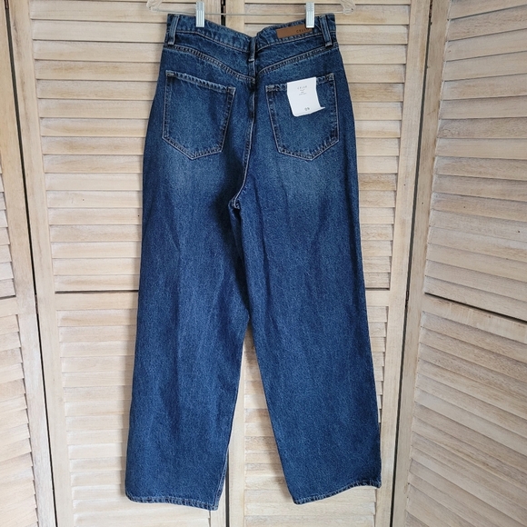 Cello 90s Baggy Distressed Frayed Highrise Dark Blue Junior's Jeans Size 9 NWT - Picture 2 of 9